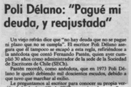 Poli Délano, "Pagué mi deuda, y reajustada"