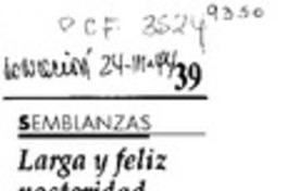 Larga y feliz posteridad  [artículo] Venancio Martínez.