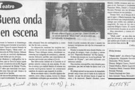 Buena onda en escena  [artículo] Carlos Mella.