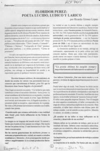 Floridor Pérez, poeta lúcido, lúdico y lárico  [artículo] Ricardo Gómez López.