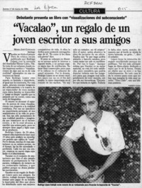 "Vacalao", un regalo de un joven escritor a sus amigos  [artículo] María José González.