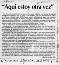 "Aquí estoy otra vez"  [artículo] Alberto Arraño.