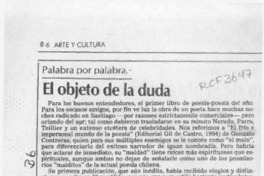 El objeto de la duda  [artículo] Marcelo Novoa.