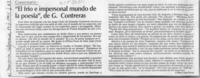 "El frío e impersonal mundo de la poesía", de G. Contreras  [artículo] Carlos León Pezoa.