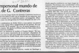 "El frío e impersonal mundo de la poesía", de G. Contreras  [artículo] Carlos León Pezoa.