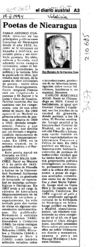 Poetas de Nicaragua  [artículo] Hernán de la Carrera Cruz.