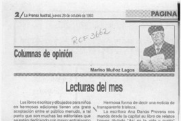 Lecturas del mes  [artículo] Marino Muñoz Lagos.