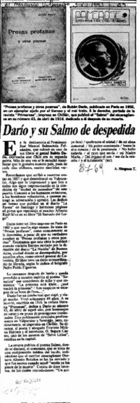 Darío y su Salmo de despedida  [artículo] A. Simpson T.