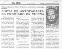 Poeta de Antofagasta es premiado en Vicuña