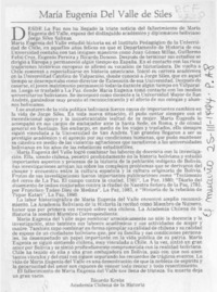 María Eugenia del Valle de Siles  [artículo] Ricardo Krebs.