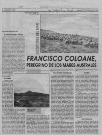 Francisco Coloane, peregrino de los mares australes  [artículo] Manuel Montecinos Caro.