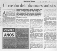 Un creador de tradicionales fantasías  [artículo] Marcela Gieminiani.