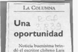 Una oportunidad  [artículo] Rubén Moore.
