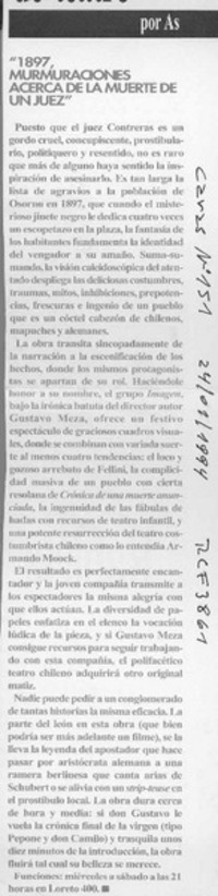 "1897, murmuraciones acerca de la muerte de un juez"  [artículo] As.