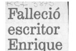 Falleció escritor Enrique Araya G.  [artículo] Loreto Velásquez Z.