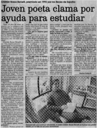 Joven poeta clama por ayuda para estudiar