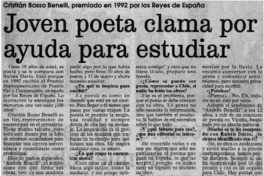 Joven poeta clama por ayuda para estudiar