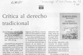Crítica al derecho tradicional  [artículo] Davor Harasic Yaksic.