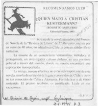 Quién mató a Cristián Kustermann?  [artículo] C. G. E.