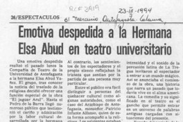 Emotiva despedida a la Hermana Elsa Abud en teatro universitario  [artículo].