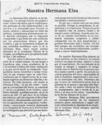 Nuestra Hermana Elsa  [artículo] Ketty Farandato Politis.