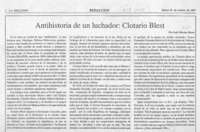 Antihistoria de un luchador, Clotario Blest  [artículo] Luis Merino Reyes.