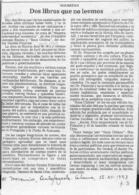 Dos libros que no leemos  [artículo] Mauritius.