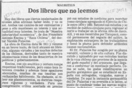 Dos libros que no leemos  [artículo] Mauritius.