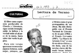 Lectura de verano  [artículo] J. P.