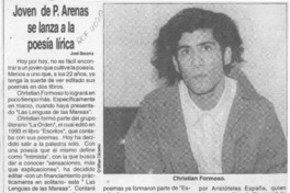 Joven de P. Arenas se lanza a la poesía lírica  [artículo] José Becerra.
