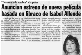 Anuncian estreno de nueva película basada en libraco de Isabel Allende