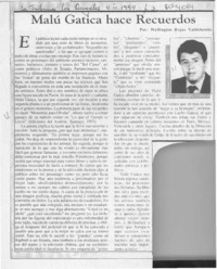 Malú Gatica hace recuerdos  [artículo] Wellington Rojas Valdebenito.
