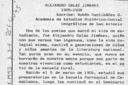 Alejandro Galaz Jiménez  [artículo] Rubén Santibáñez G.