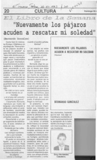 "Nuevamente los pájaros acuden a rescatar mi soledad"  [artículo] Ency Hernández Caballero.