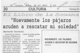 "Nuevamente los pájaros acuden a rescatar mi soledad"  [artículo] Ency Hernández Caballero.