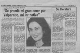 "Se premió mi gran amor por Valparaíso, mi lar nativo"  [artículo].