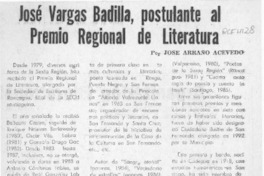 José Vargas Badilla, postulante al Premio Regional de Literatura  [artículo] José Arraño Acevedo.