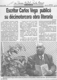 Escritor Carlos Vega publicó su décimotercera obra literaria  [artículo] José Toledo.