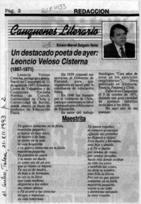 Un destacado poeta der ayer, Leoncio Veloso Cisterna  [artículo] Edison Marcel Salgado Galaz.