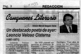 Un destacado poeta der ayer, Leoncio Veloso Cisterna  [artículo] Edison Marcel Salgado Galaz.