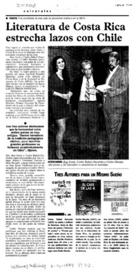 Literatura de Costa Rica estrecha lazos con Chile  [artículo].