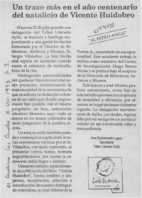 Un trazo más en el año centenario del natalicio de Vicente Huidobro