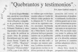 "Quebrantos y testimonios"  [artículo] Juan Gabriel Araya G.