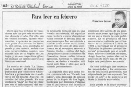 Para leer en febrero  [artículo] Francisco Geisse.