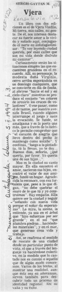 Vjera  [artículo]Sergio Gaytán M.