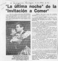 "La Ultima noche" de la "Invitación a comer"  [artículo].