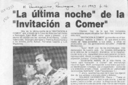 "La Ultima noche" de la "Invitación a comer"  [artículo].