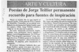Poesías de Jorge Teillier permanente recuerdo para fuentes de inspiración  [artículo].