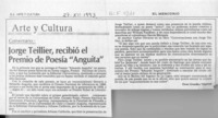 Jorge Teillier recibió el Premio de Poesía "Anguita"  [artículo] Oscar González Villarroel.