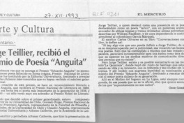 Jorge Teillier recibió el Premio de Poesía "Anguita"  [artículo] Oscar González Villarroel.